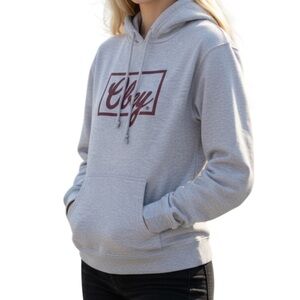 Obey Propaganda Club Script Hoodie Light Gray Hoodie Burgundy Logo *As Is* L